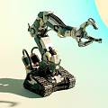 Futuristic Green White Tank 3D Model With Mechanical Arm And Tracks