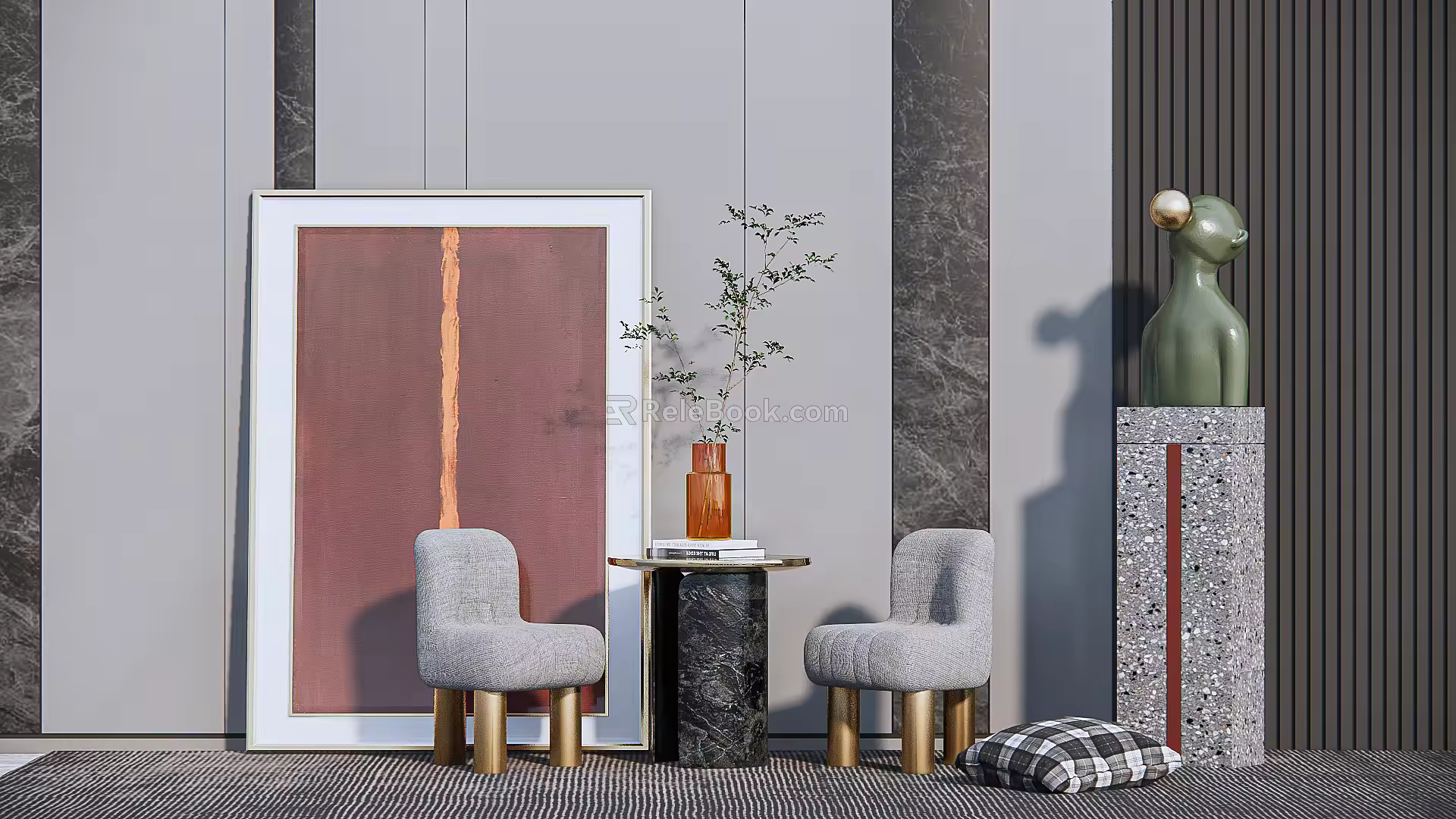 Modern leisure table and chair combination leisure chair combination 3d model
