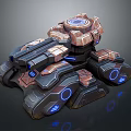 Futuristic Military Vehicle With Armored Mechanical Structure And Blue Glowing Lights