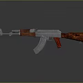 Military Assault Rifle With Wooden Stock Red Grip And Metal Components