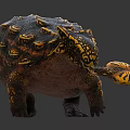 Prehistoric Reptile With Spiked Tail And Colorful Carapace Featuring Orange Yellow Patterns
