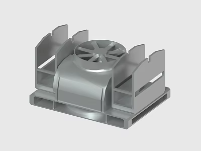 Gray Industrial Mechanical Component With Circular Center And Support Brackets Design 3d model