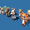 Adorable Cartoon Animal Characters With Various Stylish Designs On Blue Background