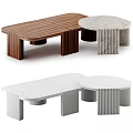 Modern Dining Table With Wooden And Marble Surfaces And Structured Leg Design 3d model