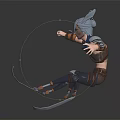 3D Fantasy Female Warrior Character With Animal Ears Tail Detailed Armor And Dynamic Pose