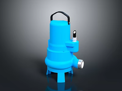 Blue Submersible Water Pump With Black Handle And Stable Base Structure Design 3d model