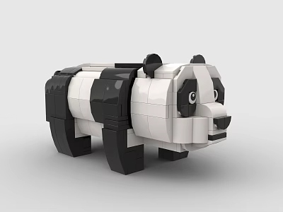 Building Blocks Panda Toy Figure With Black And White Brick Construction 3d model