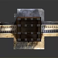 Ancient Building Model With Brick Walls Tiled Roof Windows And Stone Steps