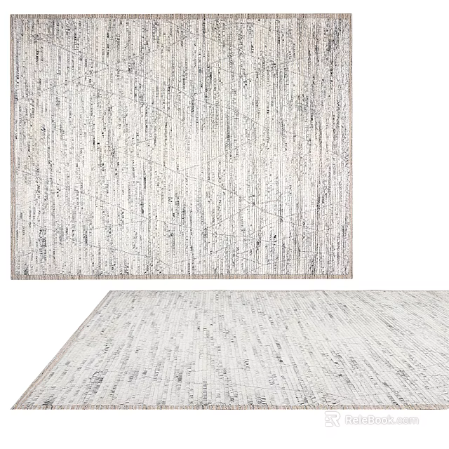 Modern Square Carpet With Abstract Line Pattern And Gray White Textured Design 3d model