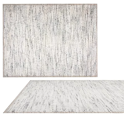 Modern Square Carpet With Abstract Line Pattern And Gray White Textured Design 3d model