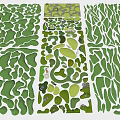 Microtopography Landscape Design With Various Green Landform Patterns Shapes And Textures 3d model