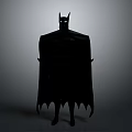 Batman Black Silhouette with Cape and Ears Standing on Gray Gradient Background