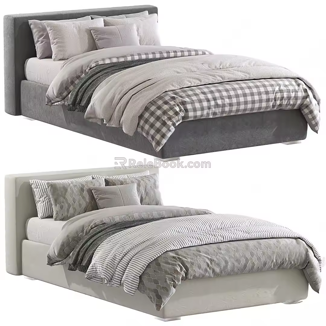 Modern Single Bed Fabric Single Bed 3d model