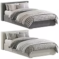 Modern Single Bed Fabric Single Bed 3d model