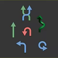 Colorful Arrows In Green Blue Red With Different Directions On Dark Background