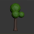 Low Poly Style Tree With Three Green Canopies And Brown Trunk