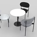 Modern Exhibition Tables and Chairs Round White Table with Gray Black Stylish Chairs
