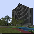 Urban Aerial View Planning With Green Lawn Trees And High Rise Buildings