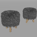 Black Feather Decorative Stools With Gold Metal Legs For Modern Interior