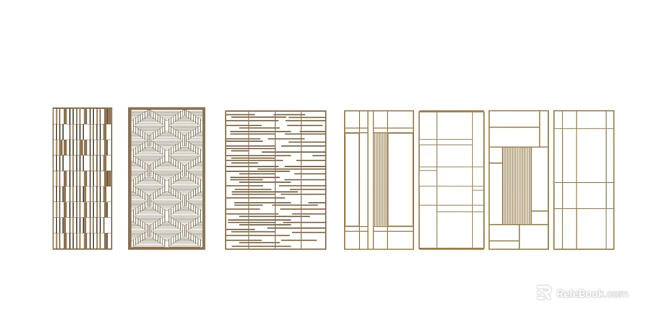 Various Modern Room Divider Designs With Geometric Patterns And Linear Grids 3d model