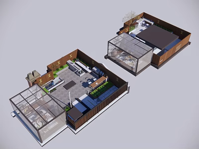 Modern Garden Outdoor Landscape Courtyard Landscape Roof Garden 3d model