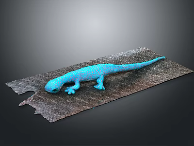 Vibrant Blue Reptile Lizard Crawling on Rough Textured Ground Surface 3d model