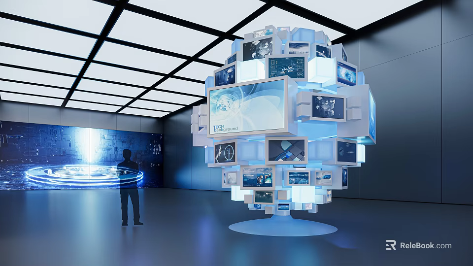 Interactive All in One Machine with Multiple Screens in Modern Exhibition Space 3d model