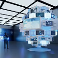 Interactive All in One Machine with Multiple Screens in Modern Exhibition Space 3d model