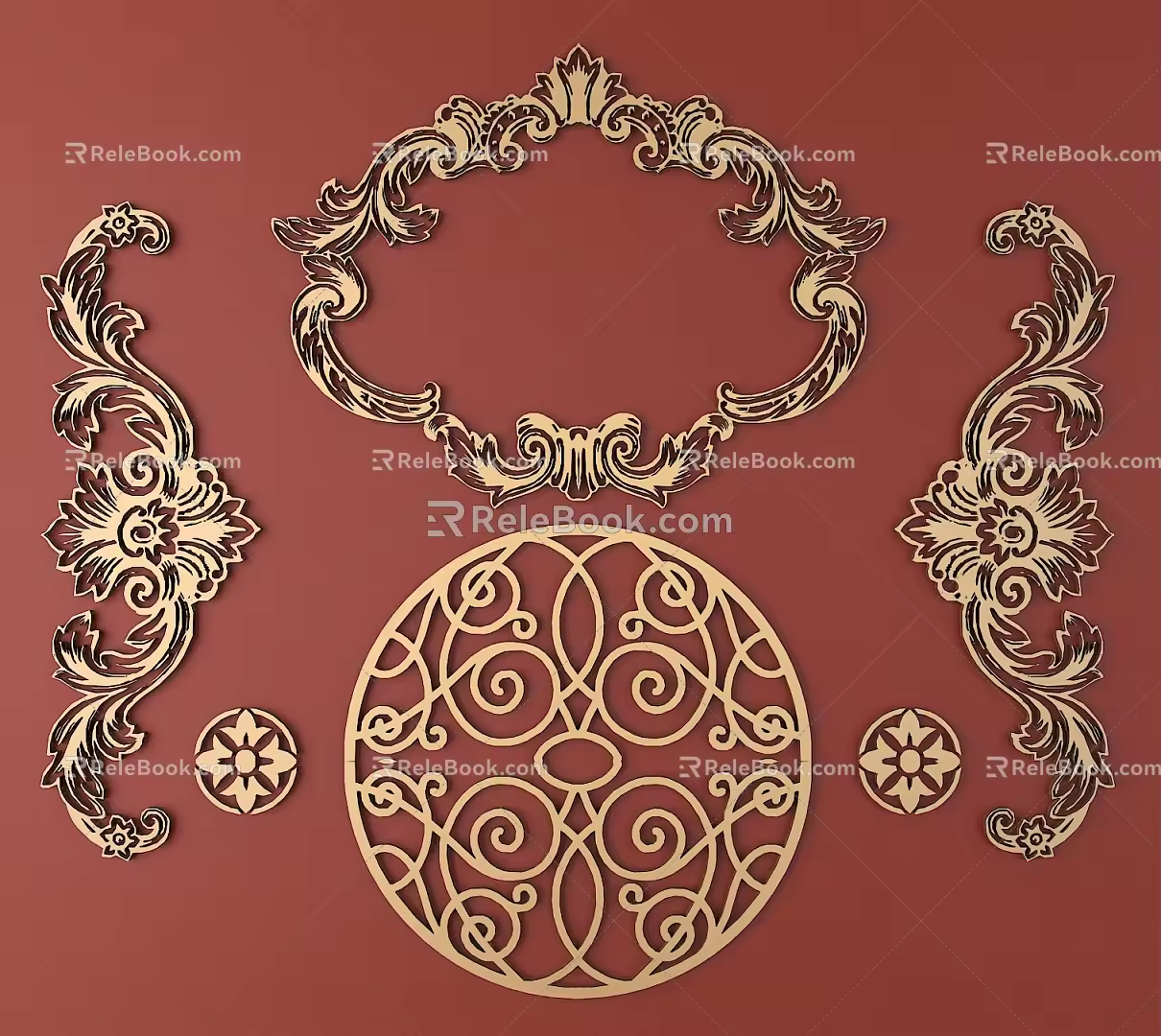 European-style Metal Carved European Pattern Hollow Carved Pattern 3d model