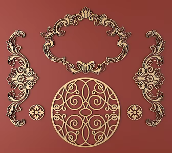 European-style Metal Carved European Pattern Hollow Carved Pattern 3d model