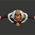 Christmas Themed Character With Reindeer Antlers Green Cape Red Skirt And Stockings Boots
