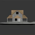 Two Story Detached Villa With Brown Roof Gray Exterior And Porch Columns