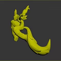 Vibrant Fantasy Creature Character With Yellow Body Purple Arms And Horns