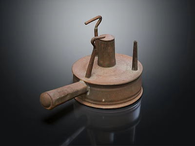 Vintage Rusty Manual Hardware Tool With Round Metal Base And Hooked Handle 3d model