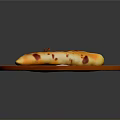 Golden Brown Stuffed Flatbread With Charred Spots On Red Ceramic Plate