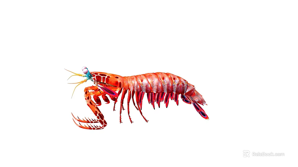Vibrant Red Marine Lobster With Long Antennae And Sharp Claws As Aquatic Creature 3d model 
