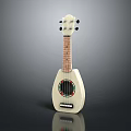 White Wooden Acoustic Ukulele Instrument with Tuning Pegs and Decorative Soundhole