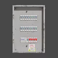 Industrial Metal Electrical Control Box with Lightning Warning Symbol and Grounding Safety Mark