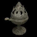 Decorative Ornament Set With Intricate Bronze Carved Patterns And Handle Base