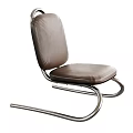 Stylish Black And Brown Leather Leisure Chairs With Curved Metal Frames And Padded Backrests