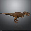 Realistic Tyrannosaurus Rex Dinosaur Figure Standing Pose With Brown Skin Sharp Teeth And Gray Background