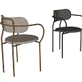 Modern Minimalist Leisure Chairs With White Gray Upholstered Seats And Metal Frames