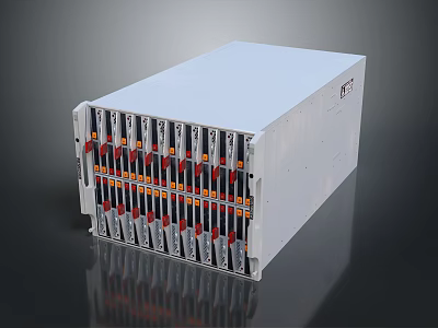 DELL White Rackmount Storage Unit With Multiple Slots And Colored Modules 3d model