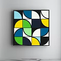 Abstract Geometric Wall Art With Colorful Circular And Semi Circular Patterns 3d model