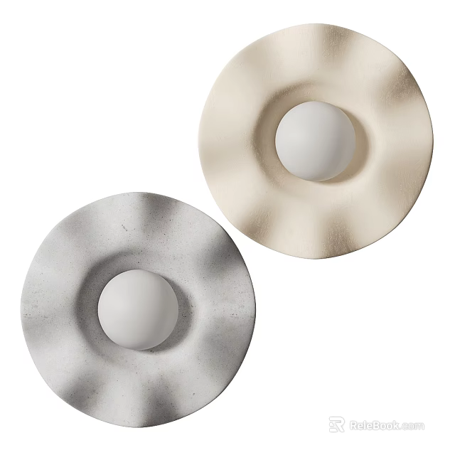 Modern Minimalist Wall Lamps With Wavy Textured Beige And Gray Design And White Round Globe 3d model 