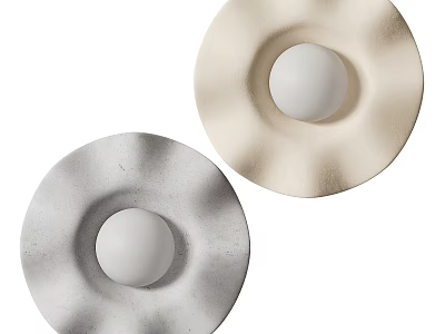 Modern Minimalist Wall Lamps With Wavy Textured Beige And Gray Design And White Round Globe 3d model