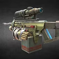 Modern Tactical Sniper Rifle With Telescopic Scope Ventilated Barrel And Magazine