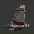 Detailed Sci Fi Spaceship Model Red And Silver Design With Wings And Engines