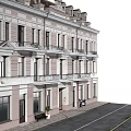 Detached Villa With Pink Exterior Red Brick Details Balcony Railings Potted Plant And Bench