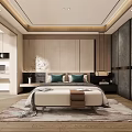 Elegant Modern Bedroom Interior Design With Bed Pillows Nightstands Rug And Desk Chair